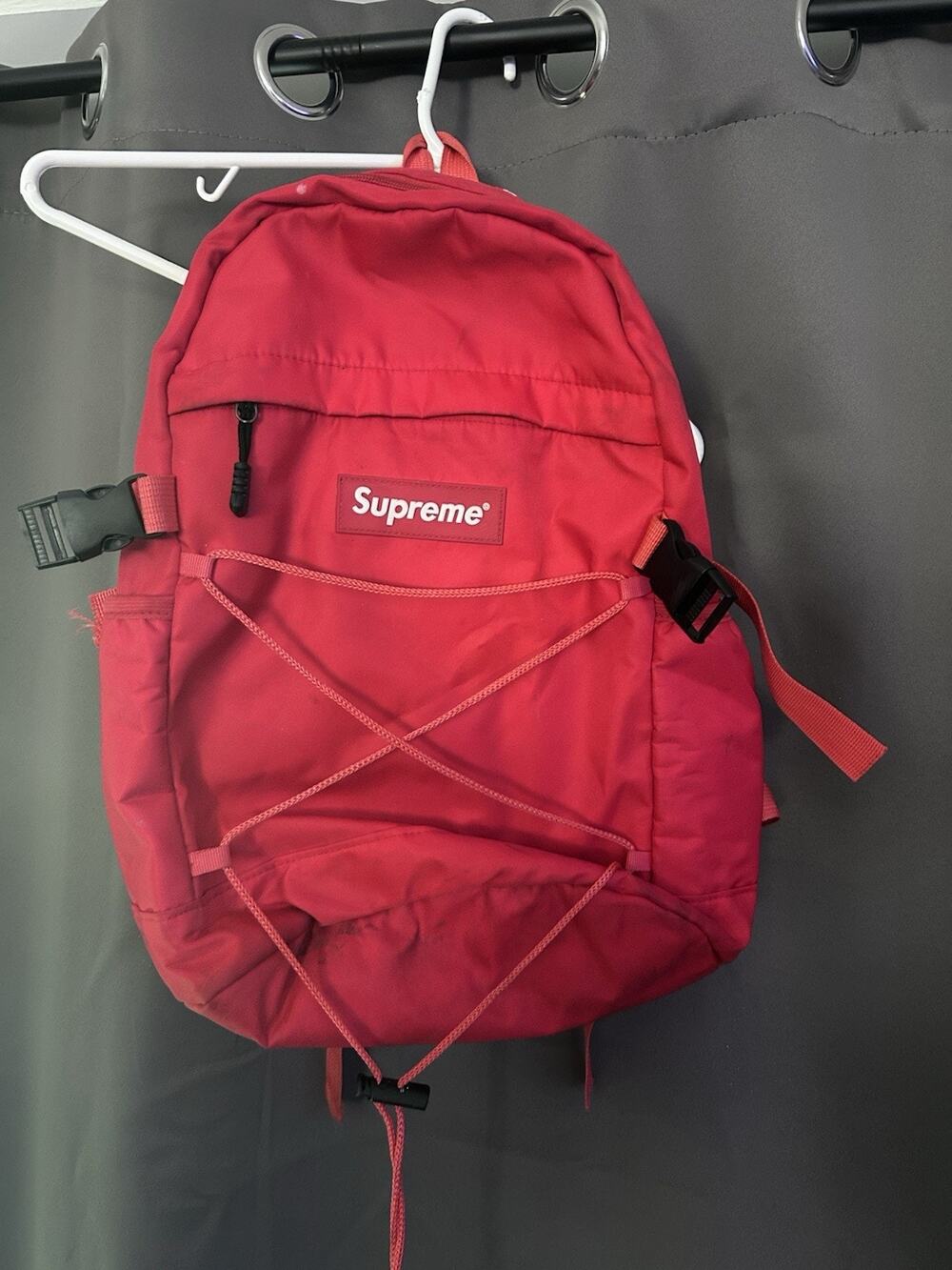 2016 SUPREME 210 Denier Cordura Box Logo Backpack Red White SS16